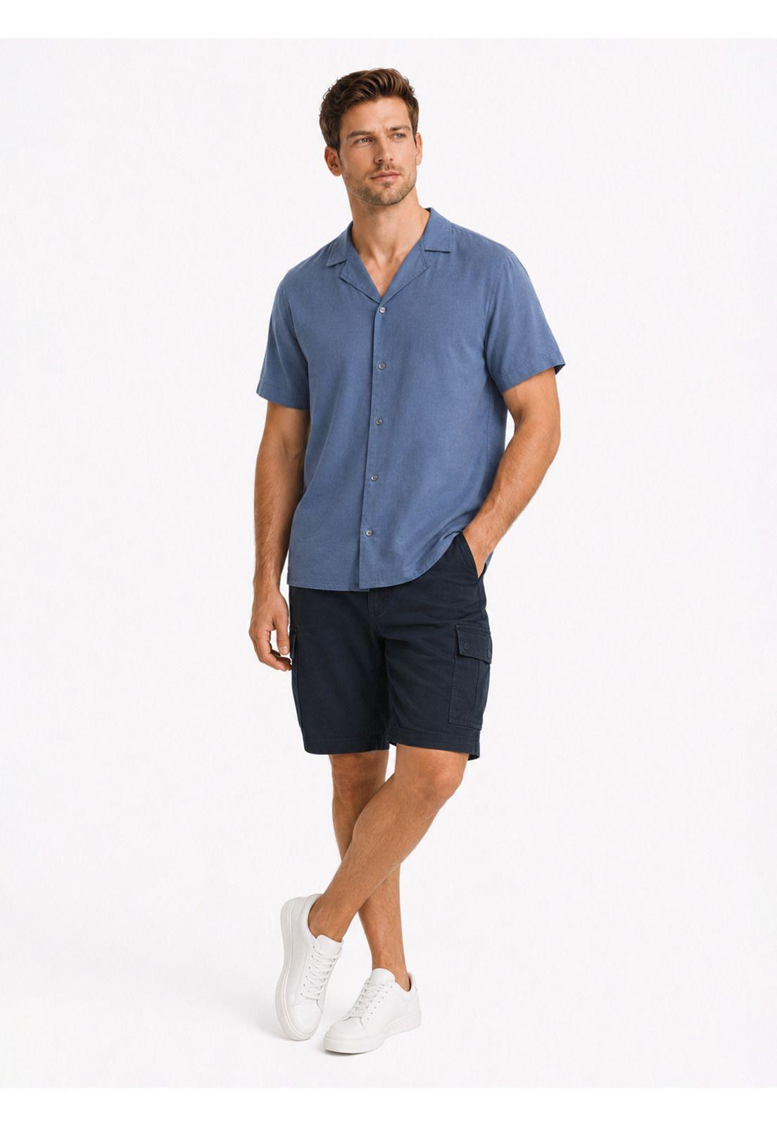 Camisa Lyocell Lino Regular Fit Azul Arrow CM34061AL-3