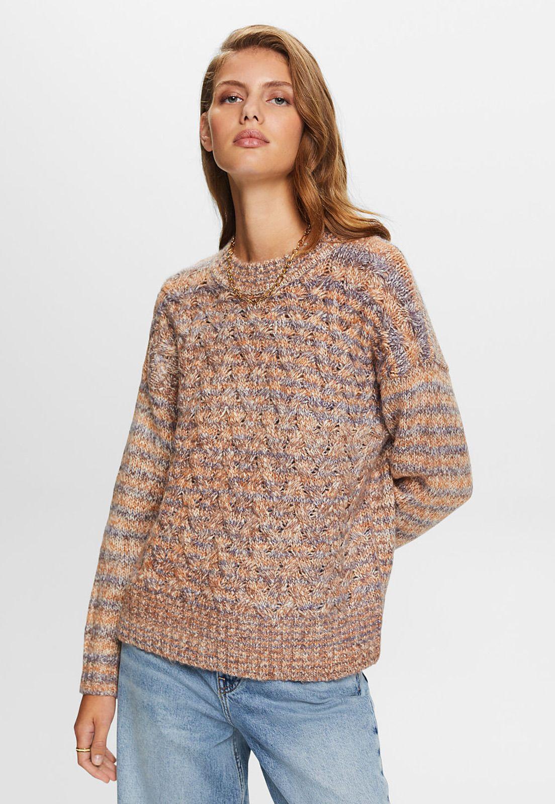 Sweater de punto trenzado cuello redondo Mujer Esprit-0