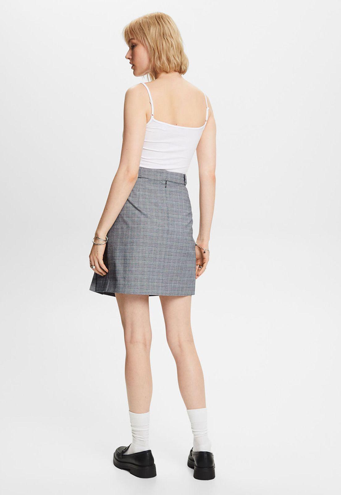 Minifalda plisada con cintura con trabillas Mujer Esprit-1