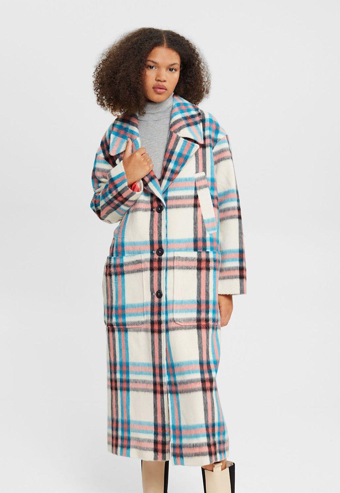 Abrigo Largo A Cuadros Mujer Esprit-0