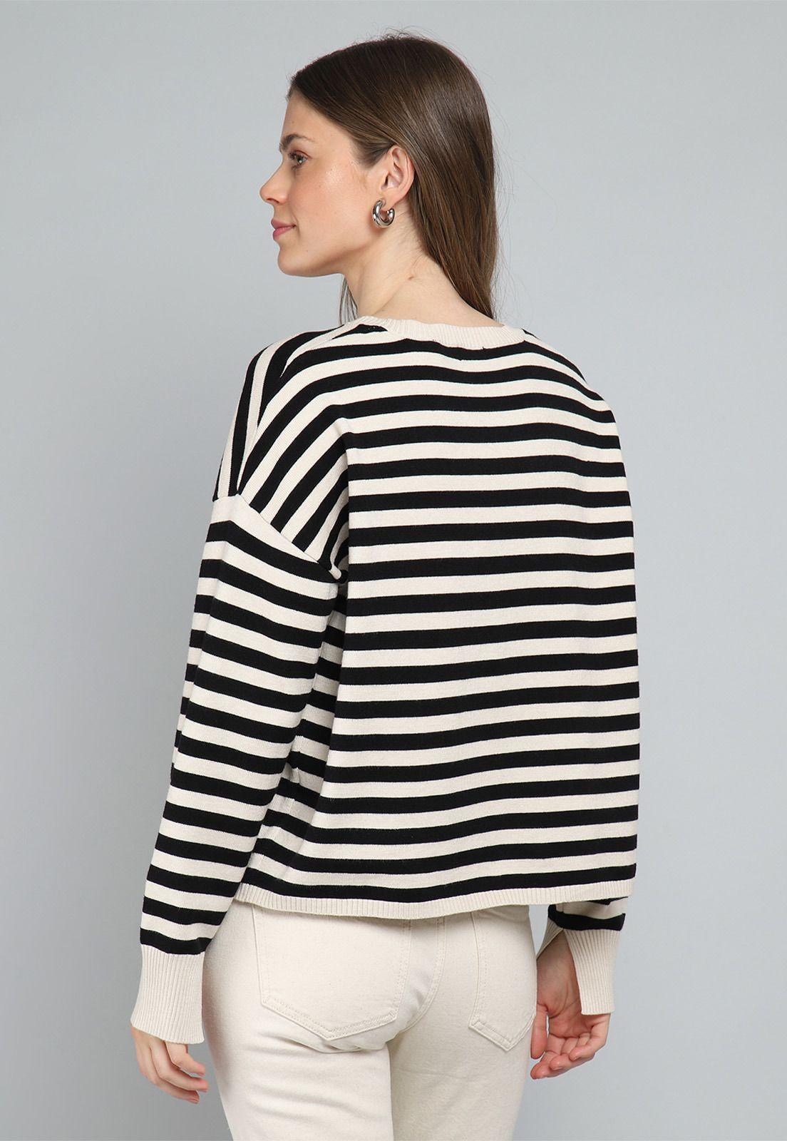 Sweater Rayado Cuello Redondo Mujer Esprit M025180-1