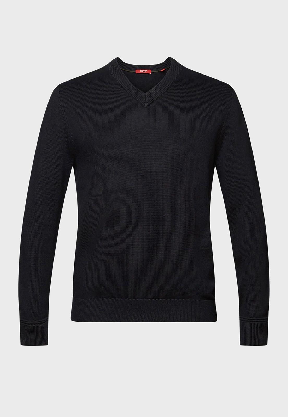 Sweater Cuello En V Con Puños Acanalados Hombre Esprit Arena-3