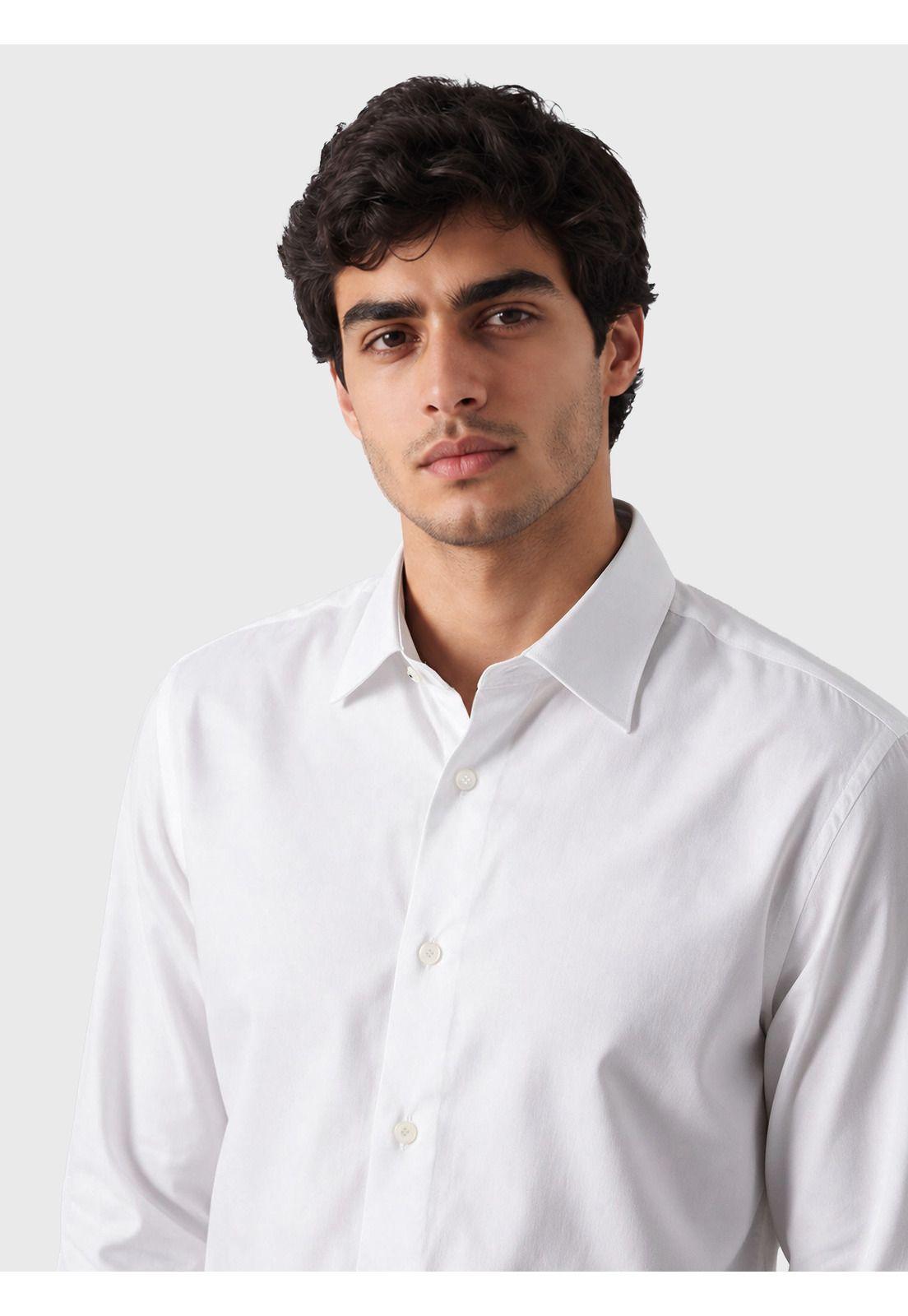Camisa Lisa Spandex Slim Fit Blanco Arrow CMI3411BL-2