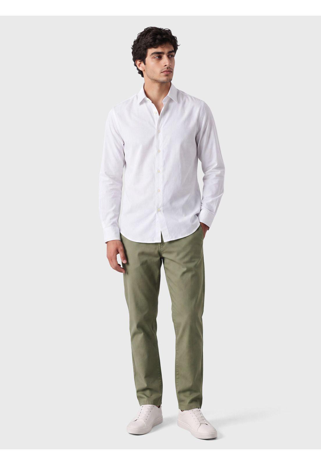 Camisa Lisa Spandex Slim Fit Blanco Arrow CMI3411BL-3