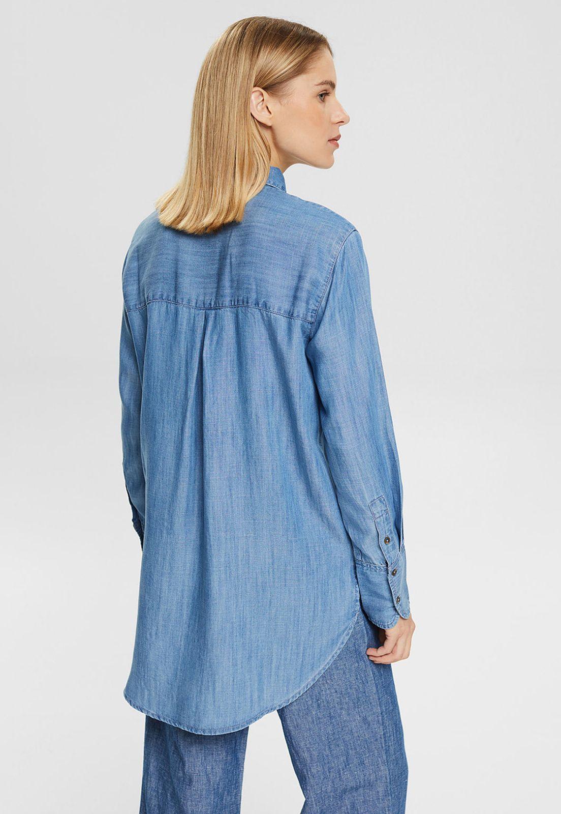 Blusa Oversize Manga Larga Con Acabado De Mezclilla Esprit-1