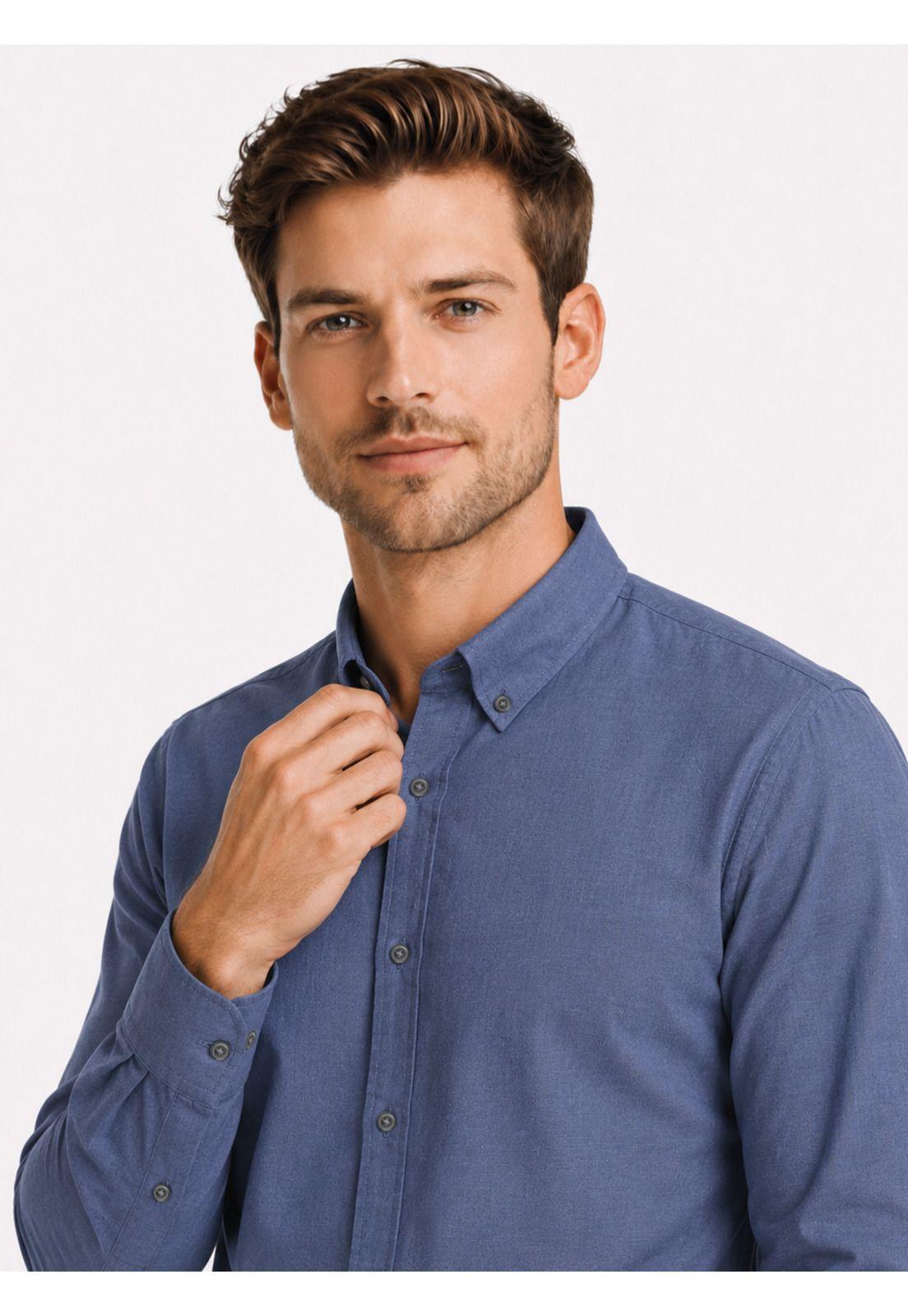 Camisa Lino Algodón Regular Fit Azul Arrow CM34051AL-2