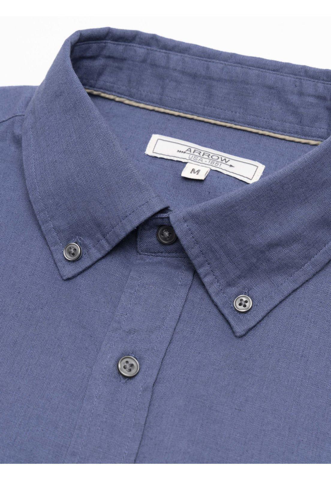 Camisa Lino Algodón Regular Fit Azul Arrow CM34051AL-4