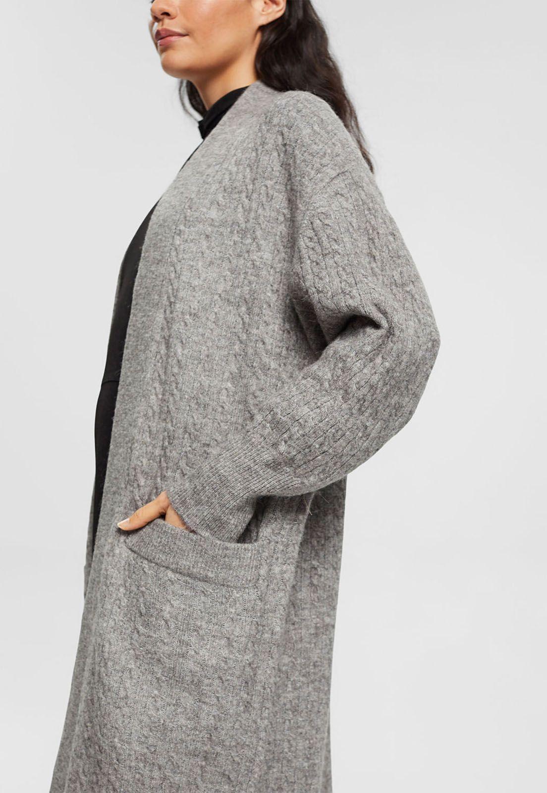 Cárdigan Largo De Punto Trenzado Mujer Esprit Arena-2