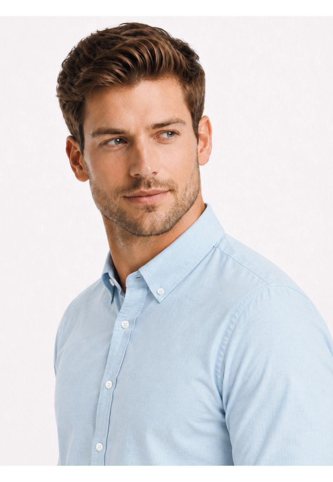 Camisa Lino Algodón Regular Fit Celeste Arrow CM34051CE-2