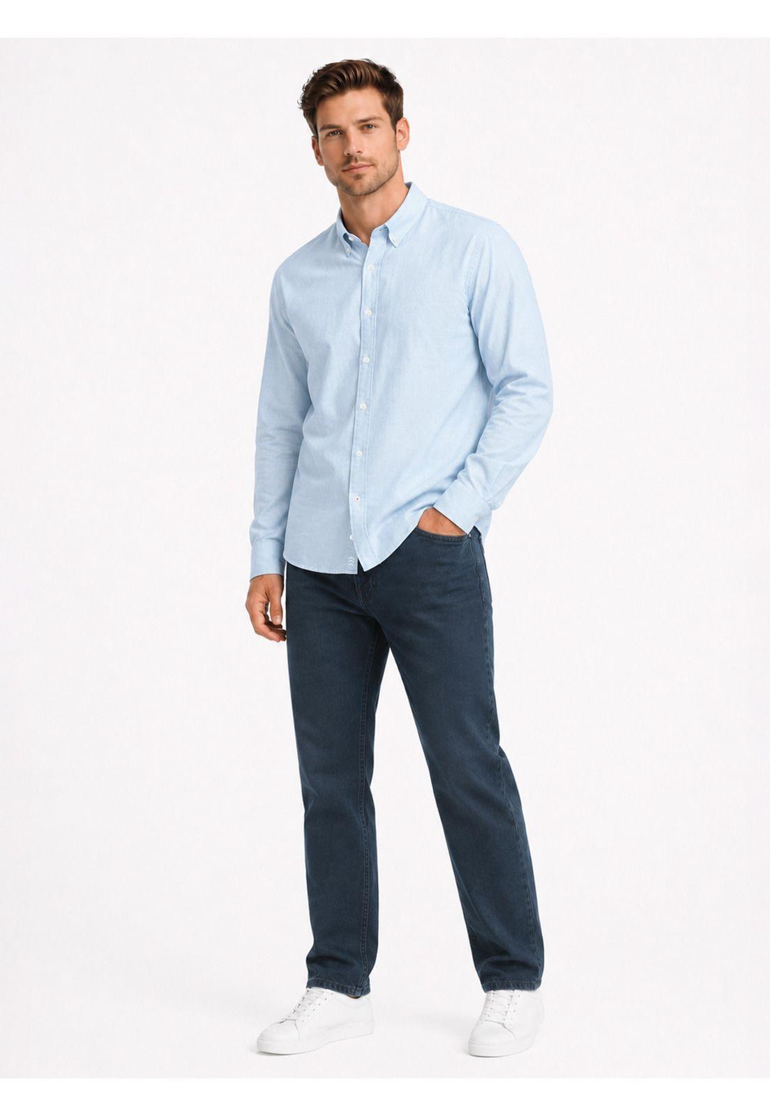 Camisa Lino Algodón Regular Fit Celeste Arrow CM34051CE-3