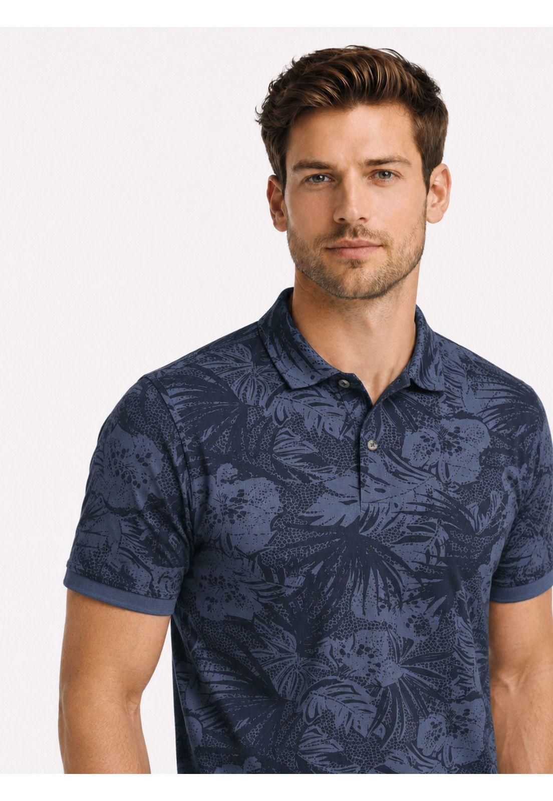 Polera Print Pique Regular Fit Azul Arrow PO34033AZ-2