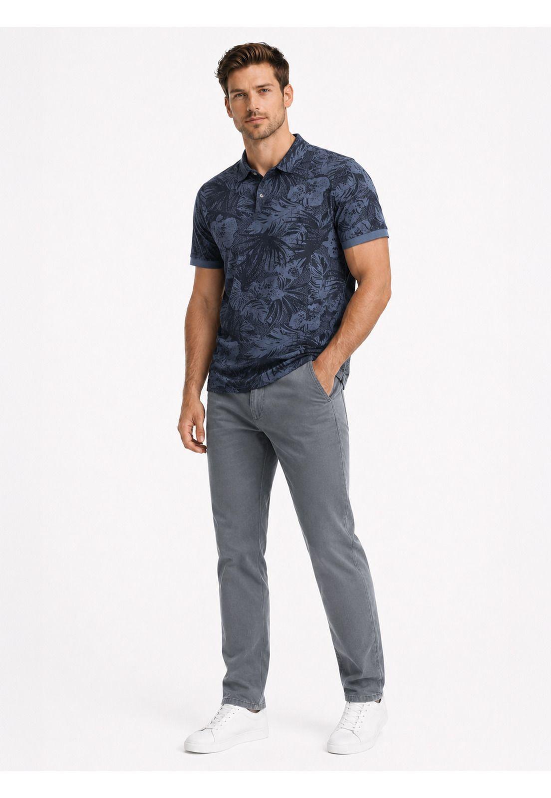 Polera Print Pique Regular Fit Azul Arrow PO34033AZ-3