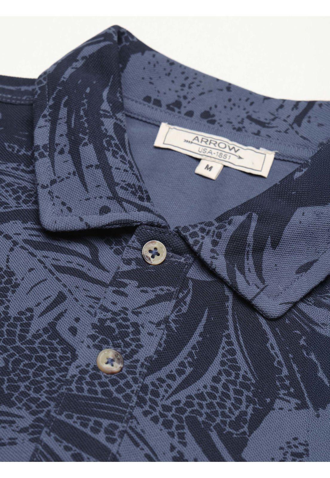Polera Print Pique Regular Fit Azul Arrow PO34033AZ-4