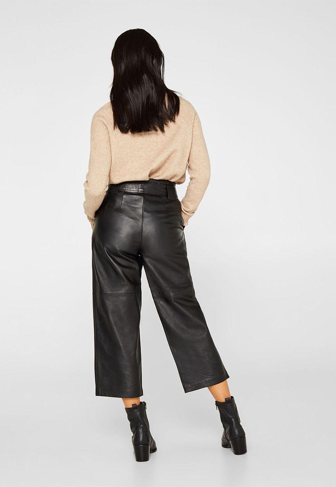 Pantalón Mujer Culotte De Cuero Esprit-1