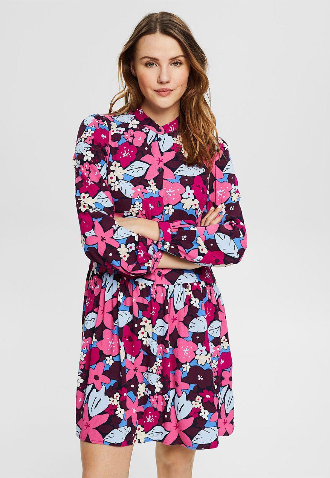Vestido Camisero Con Estampado De Flores Esprit-0