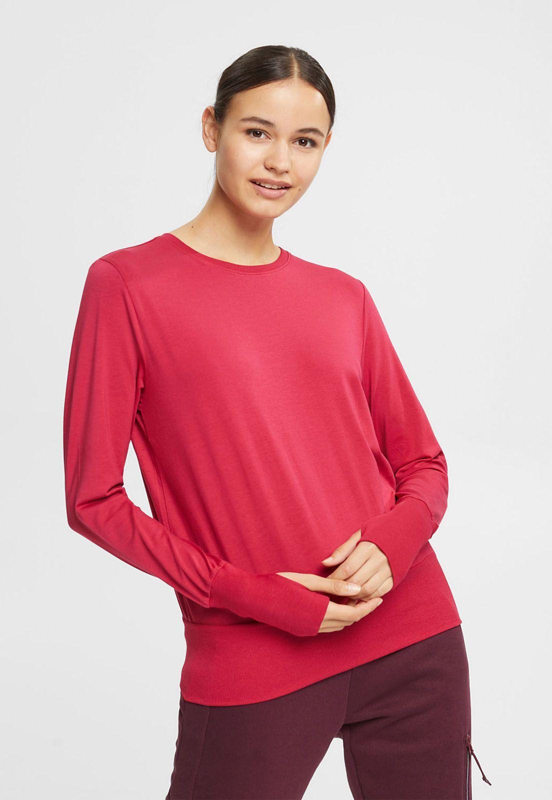 Polera De Manga Larga Con Pliegue En La Espalda Mujer Esprit Violeta-0