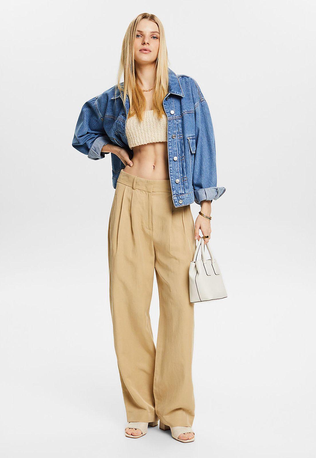 Pantalón Ancho De Sarga Mujer Esprit 024EE1B307-3