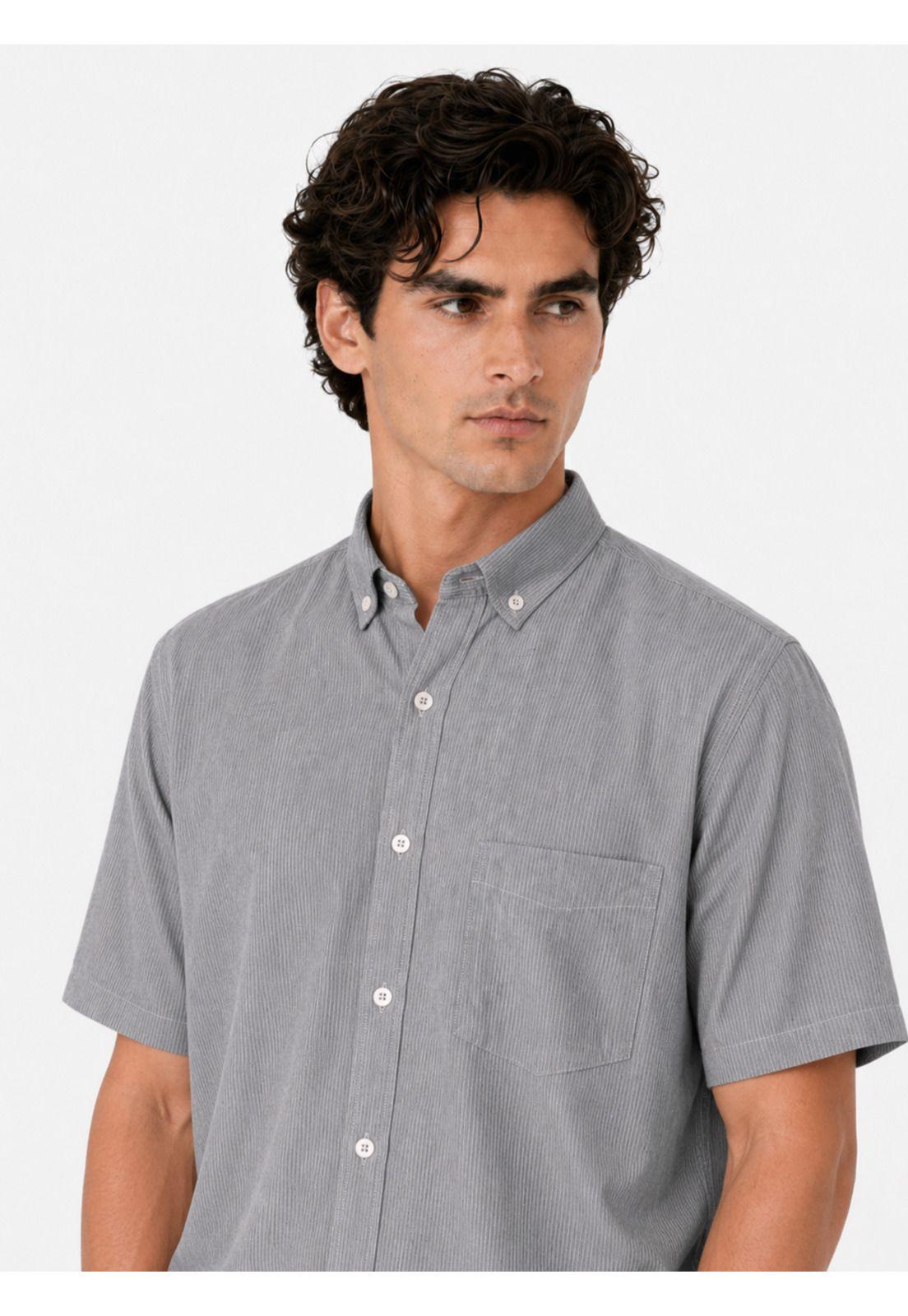 Camisa A Rayas Regular Fit Gris Oscuro Arrow CM34019GO-2