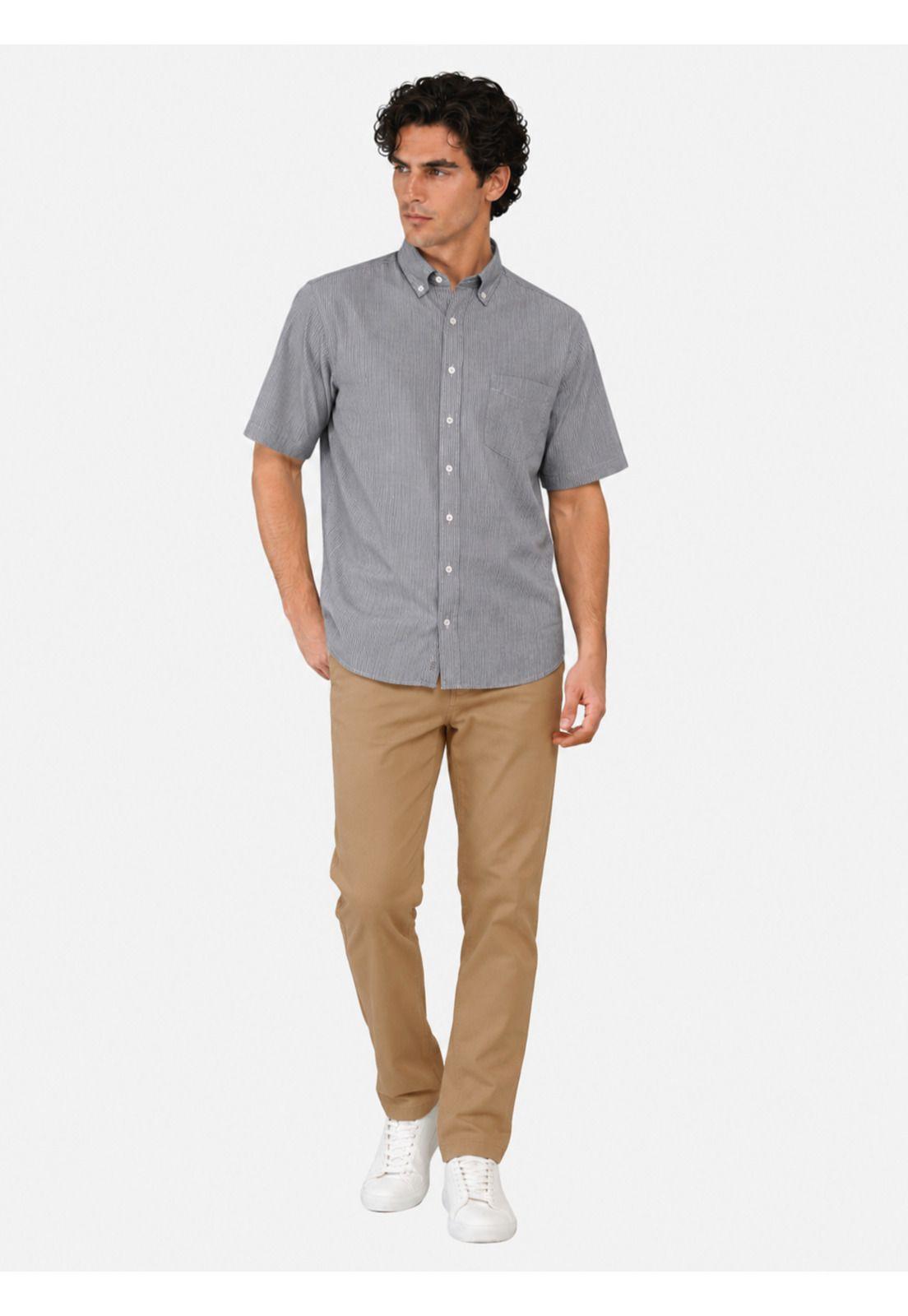 Camisa A Rayas Regular Fit Gris Oscuro Arrow CM34019GO-3