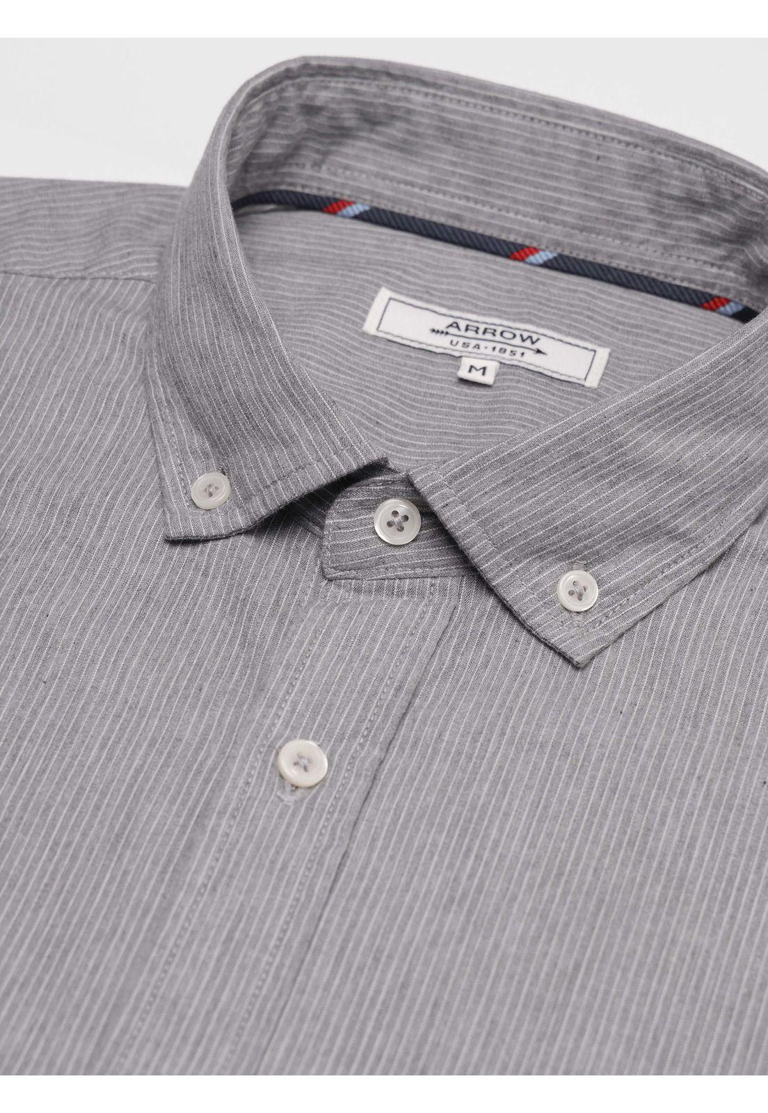 Camisa A Rayas Regular Fit Gris Oscuro Arrow CM34019GO-4