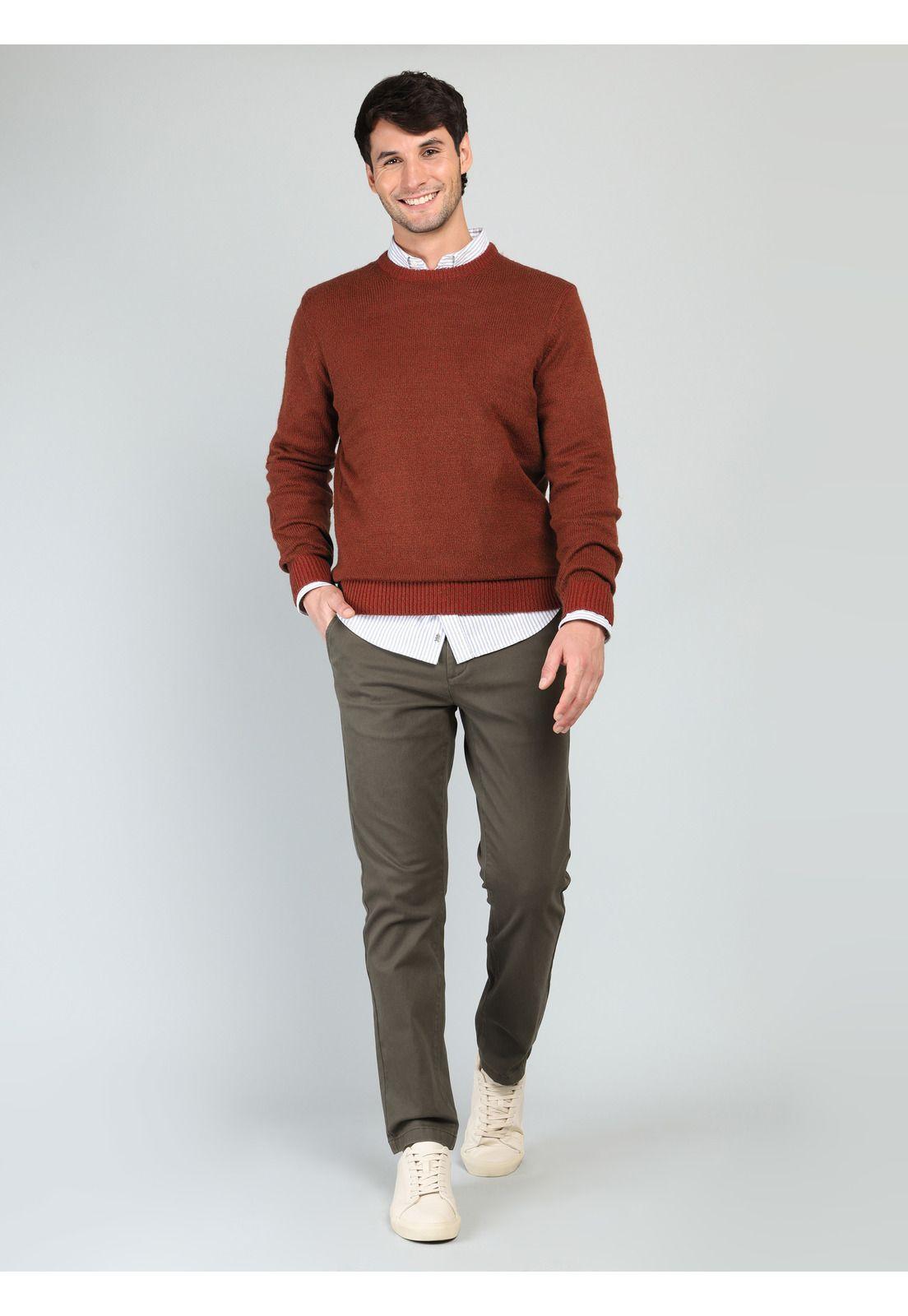 Sweater Cuello Redondo Regular Fit Terracota Arrow SW33099TE-3