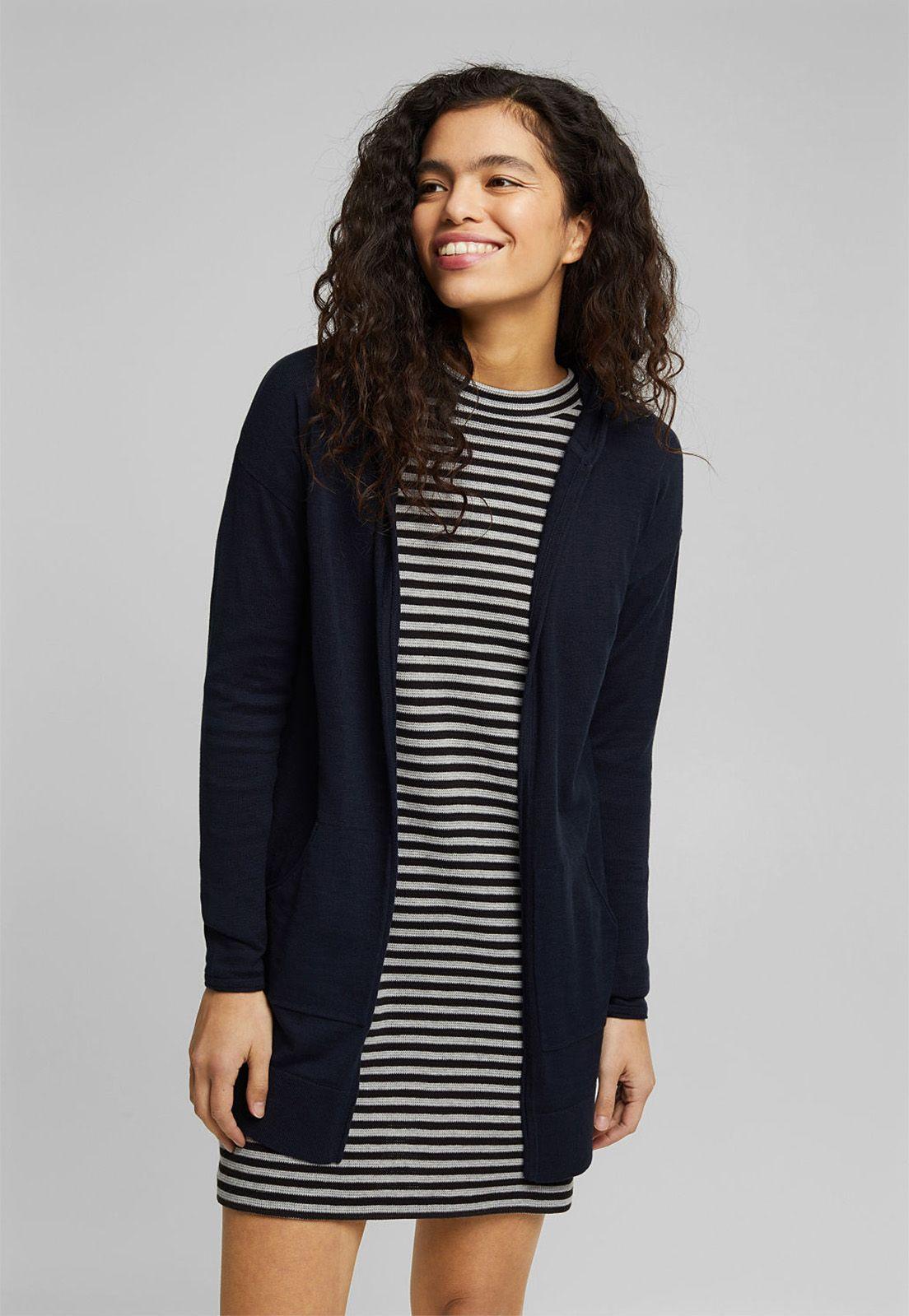 Cardigan Mujer Con Capucha Esprit Azul marino-0