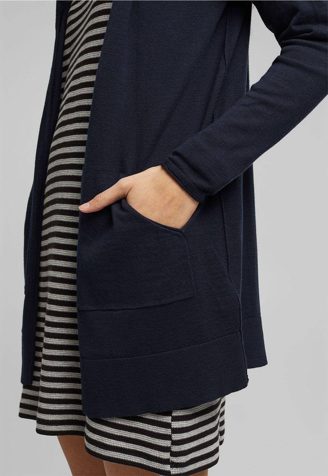 Cardigan Mujer Con Capucha Esprit Azul marino-2