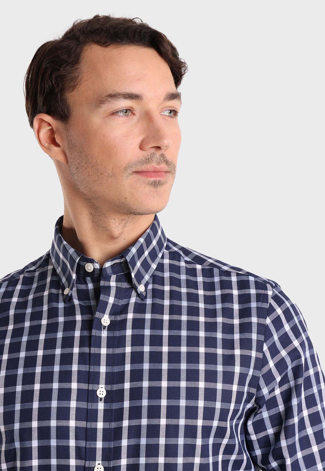 Camisa Cuello con Botón Cuadros Guy Laroche-2