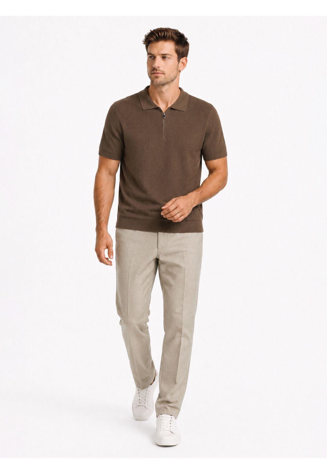 Polera Tejida Half Zipper Regular Fit Café Arrow PO34049CA-3