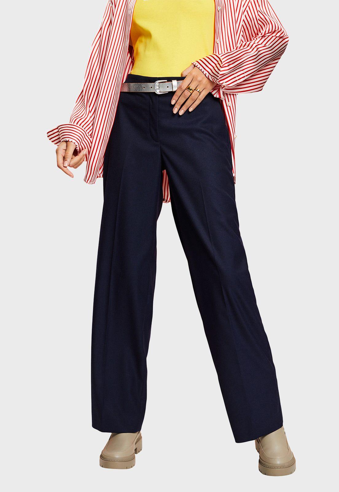 Pantalón De Franela Mujer Esprit Azul marino-0