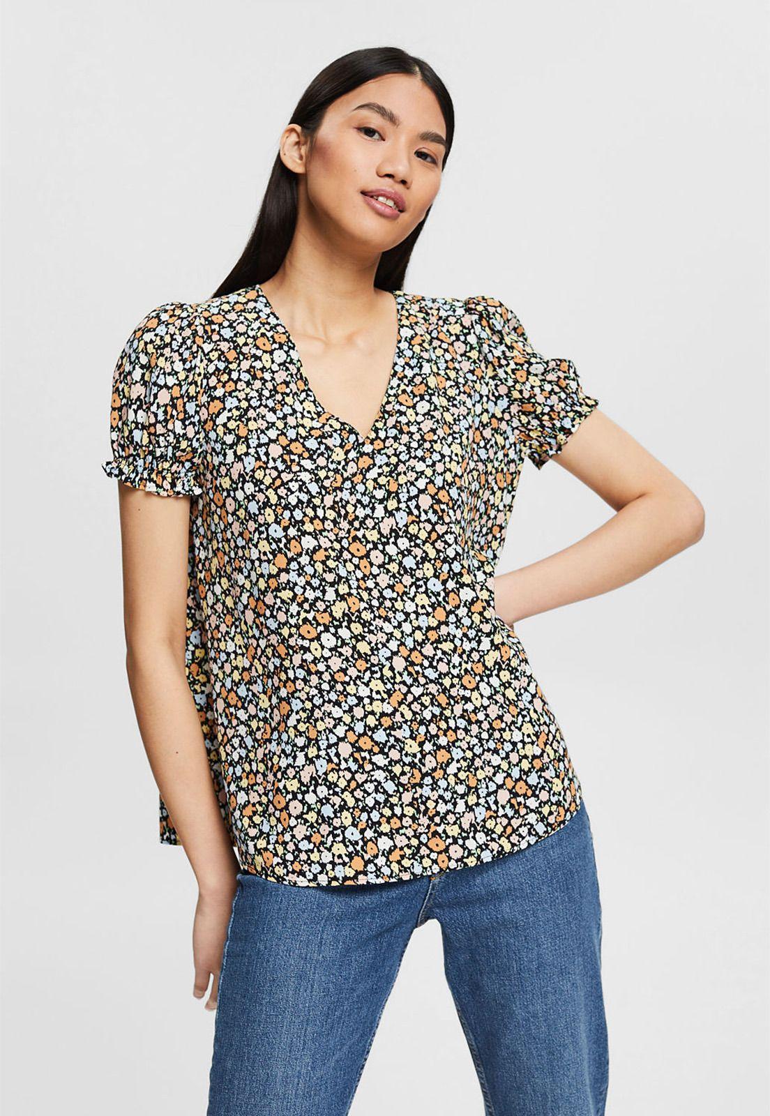 Blusa De Crepé Con Estampado Esprit invierno-0