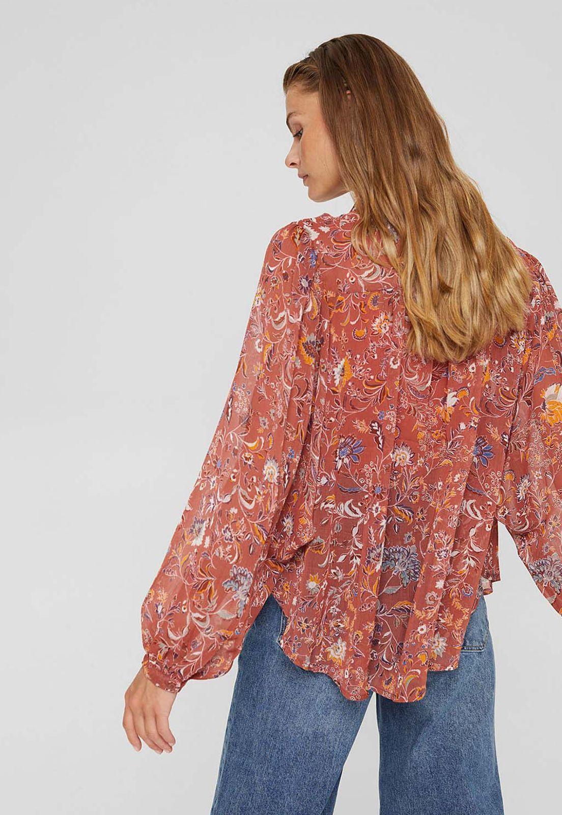 Blusa Mujer Manga Larga Estampada Esprit Azul marino-1