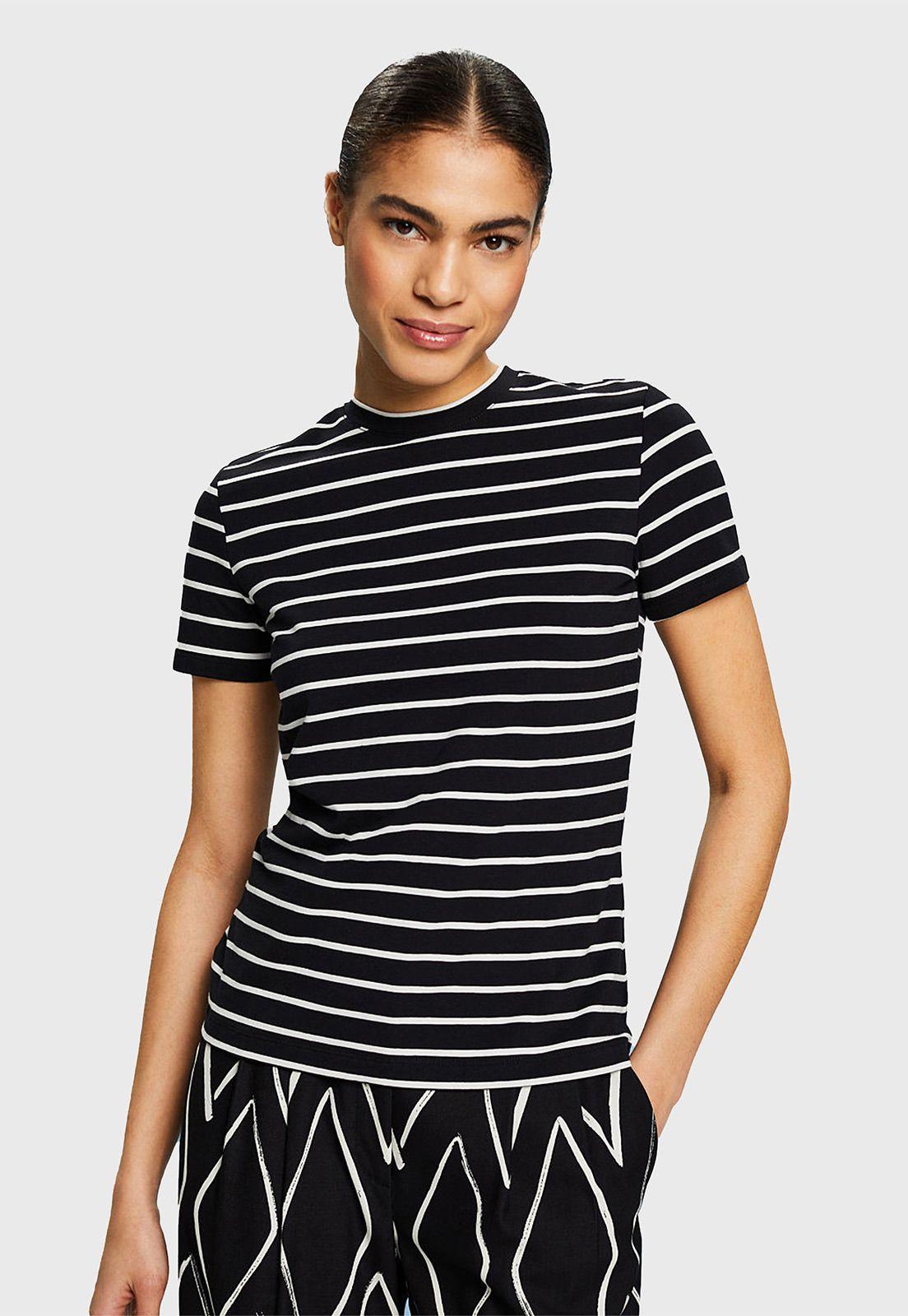 Polera De Rayas Con Cuello Redondo Mujer Esprit 014EE1K304-0