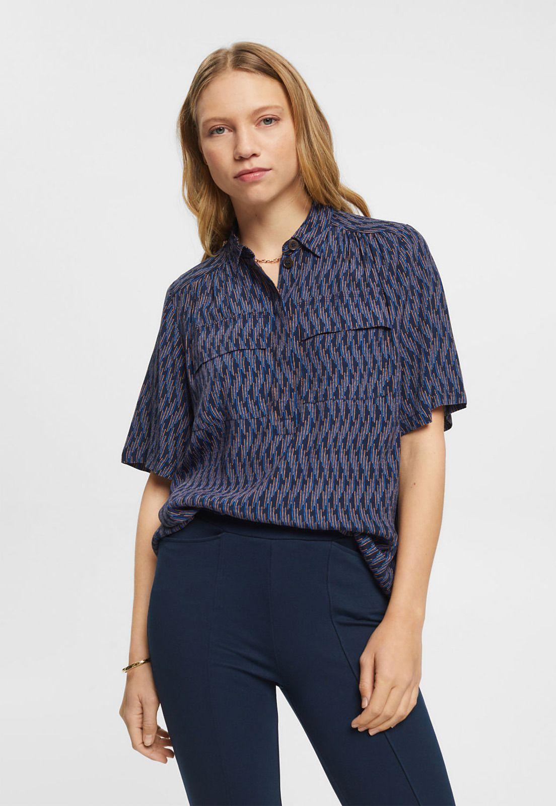 Blusa Con Estampado Allover Esprit  Azul marino-0