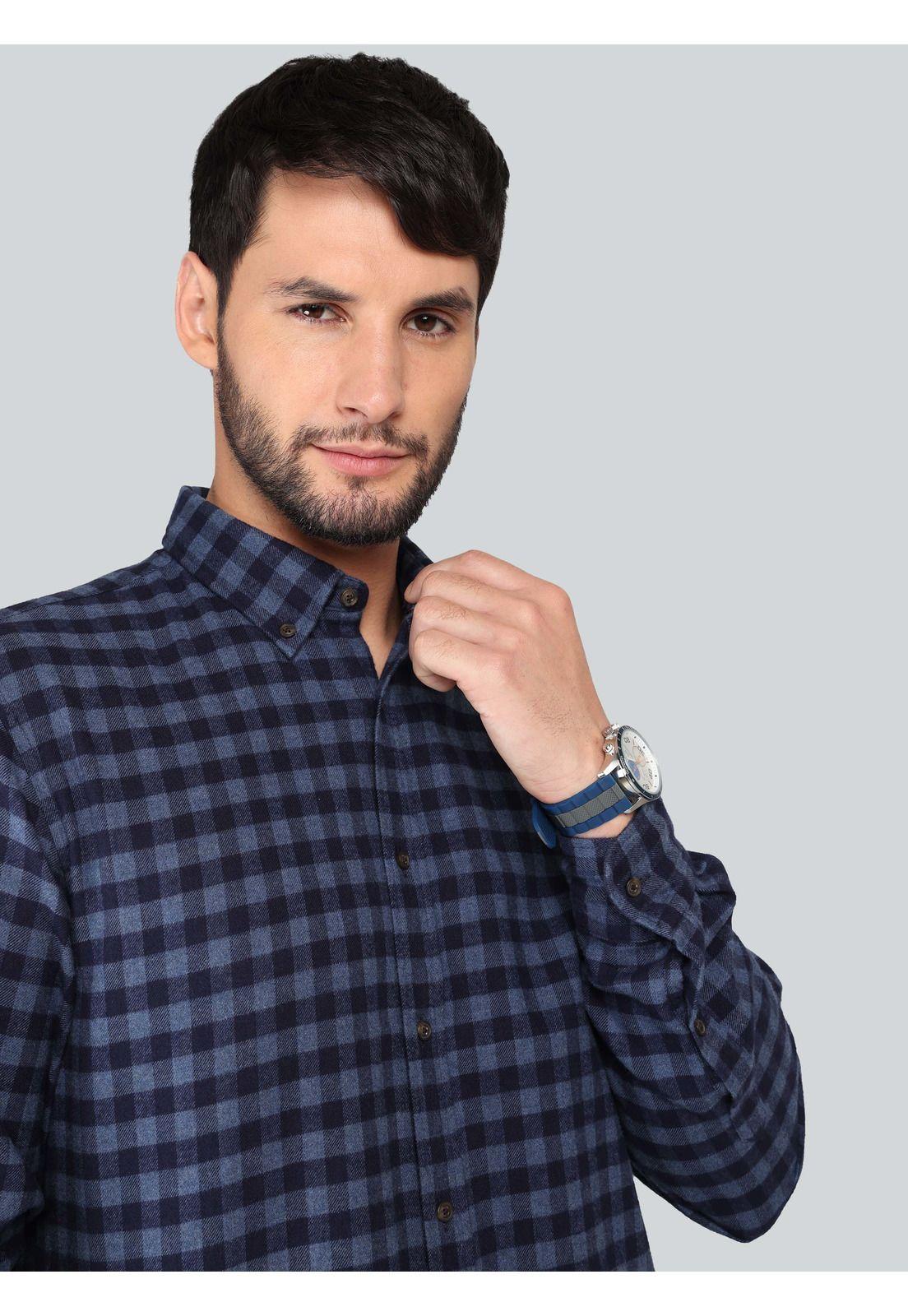 Camisa A Cuadros Regular Fit Azul Arrow CM33018AZ-2