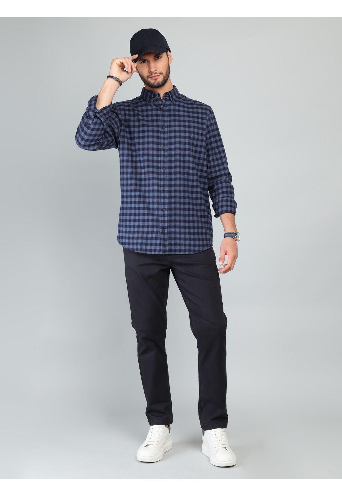 Camisa A Cuadros Regular Fit Azul Arrow CM33018AZ-3