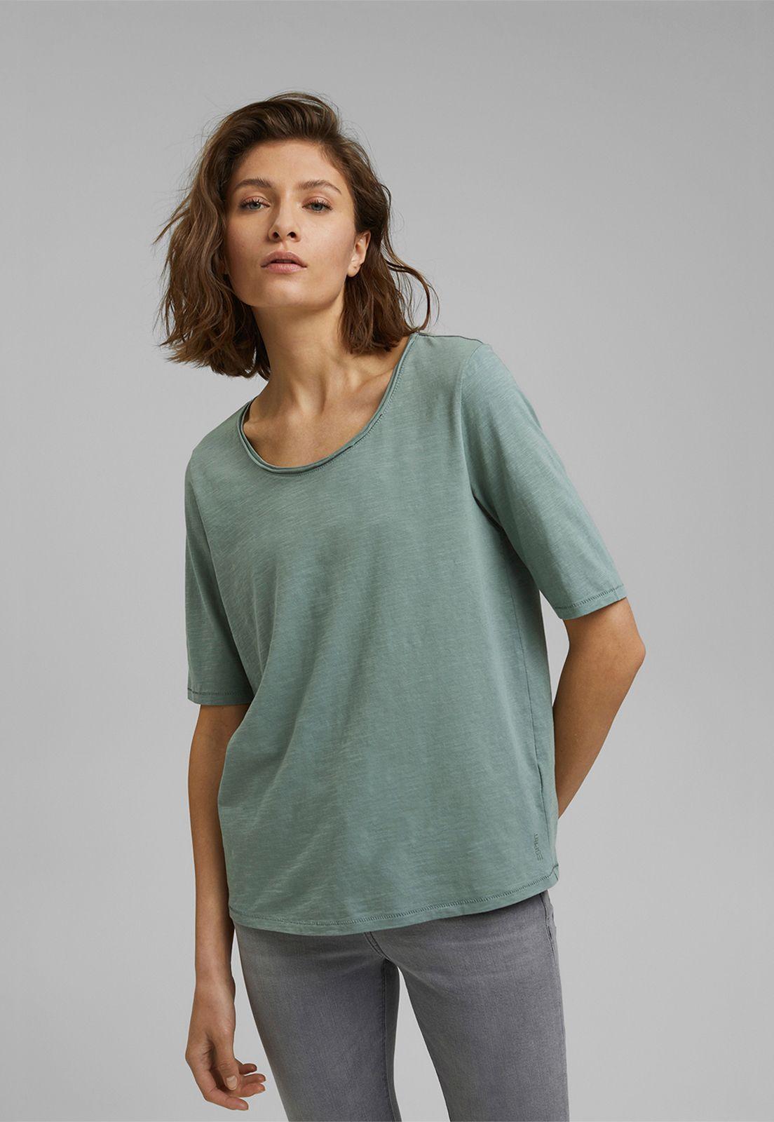 Polera Mujer Manga Corta Lisa Esprit Verde oscuro-0