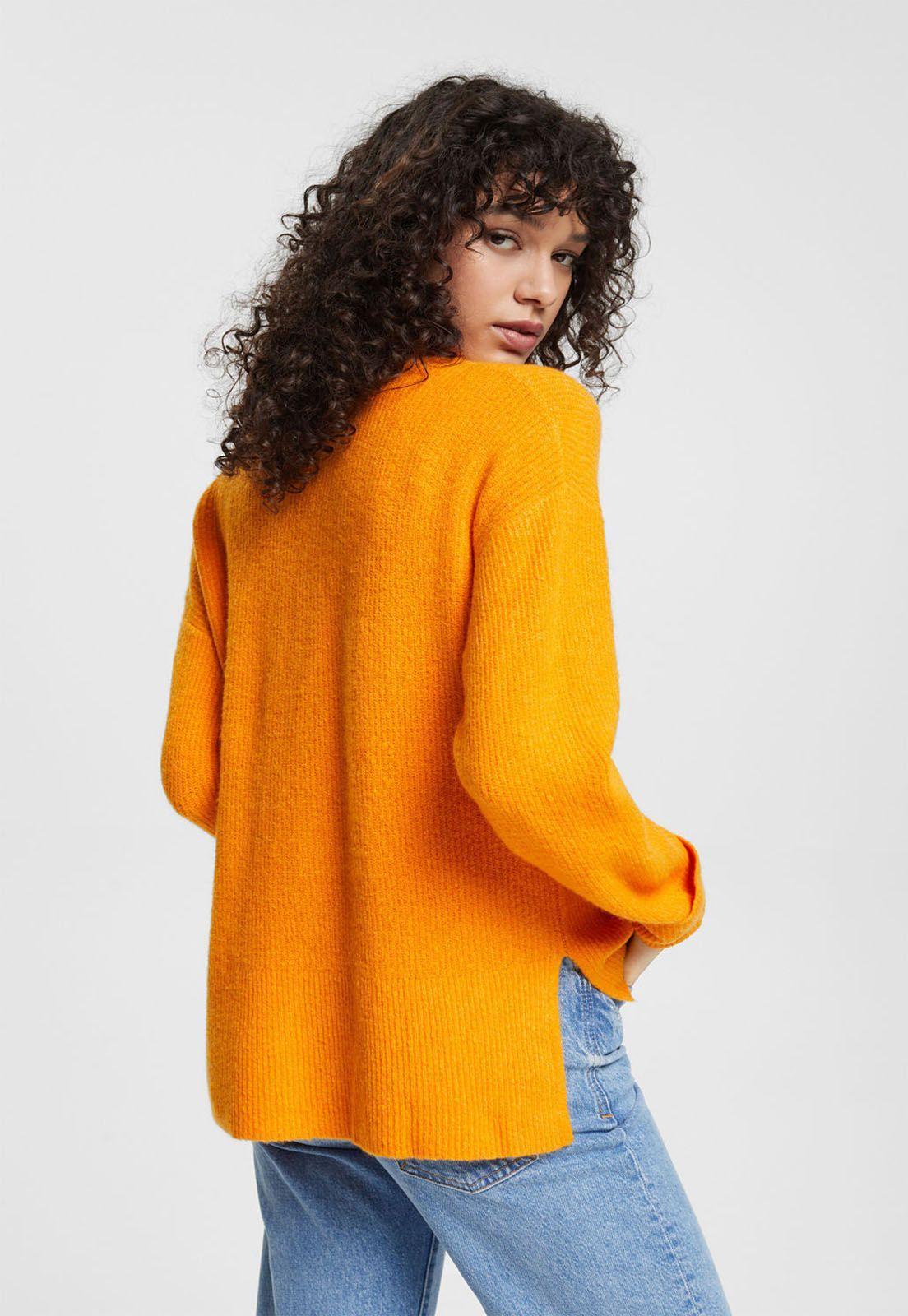 Sweater De Punto En Mezcla De Lana Mujer Esprit Naranja-1