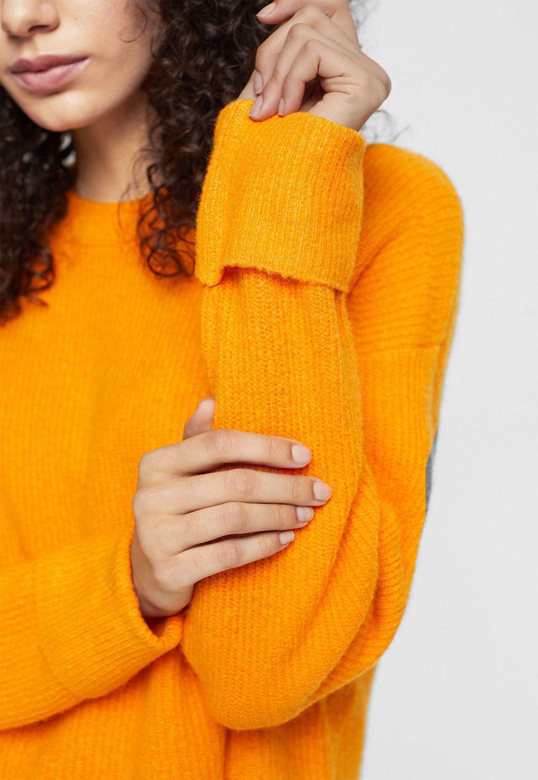 Sweater De Punto En Mezcla De Lana Mujer Esprit Naranja-2
