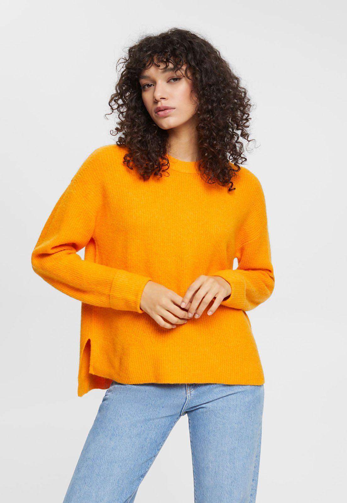 Sweater De Punto En Mezcla De Lana Mujer Esprit Naranja-0