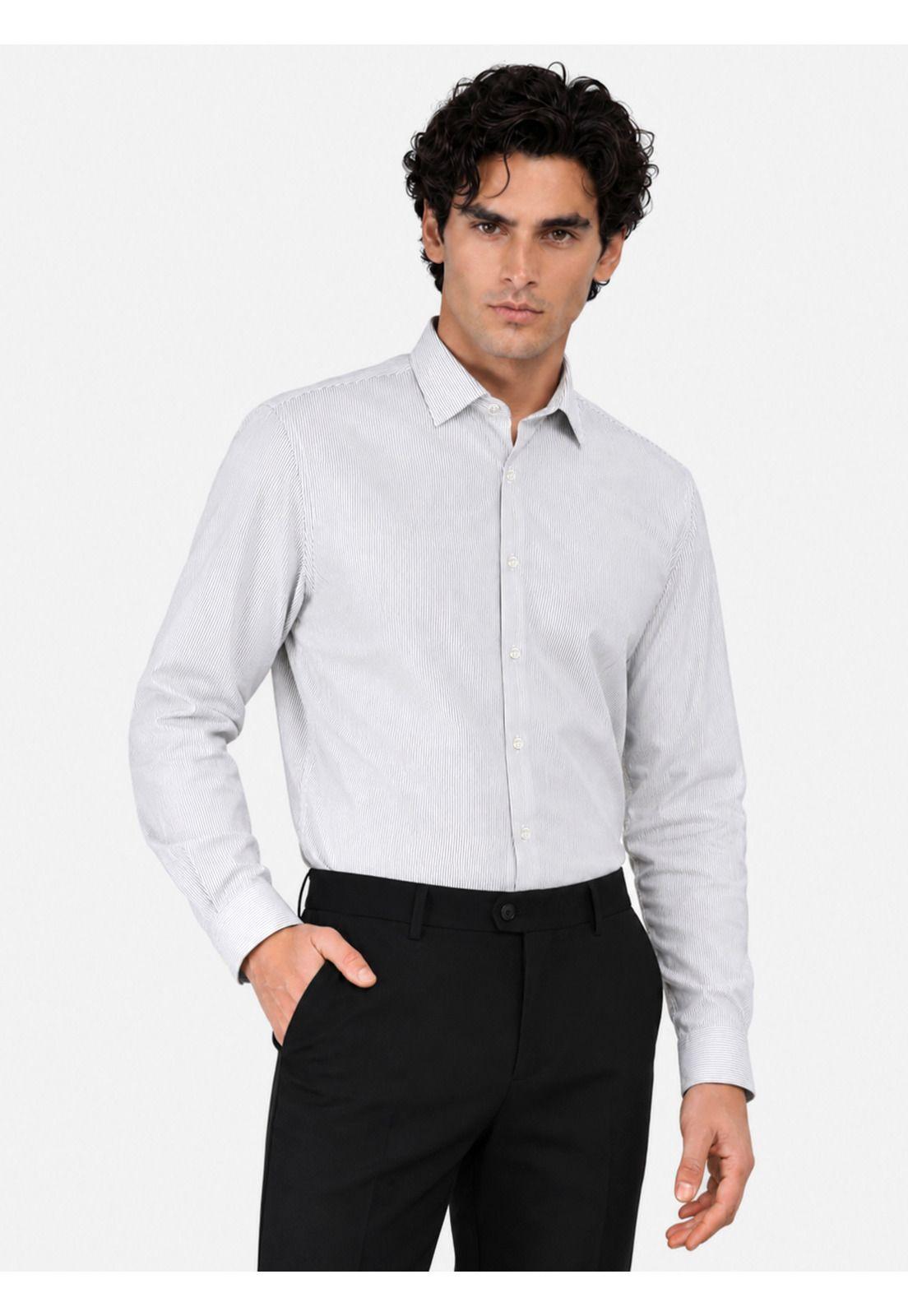 Camisa Formal A Rayas Tailored Fit Gris Arrow ARM0610GR-0