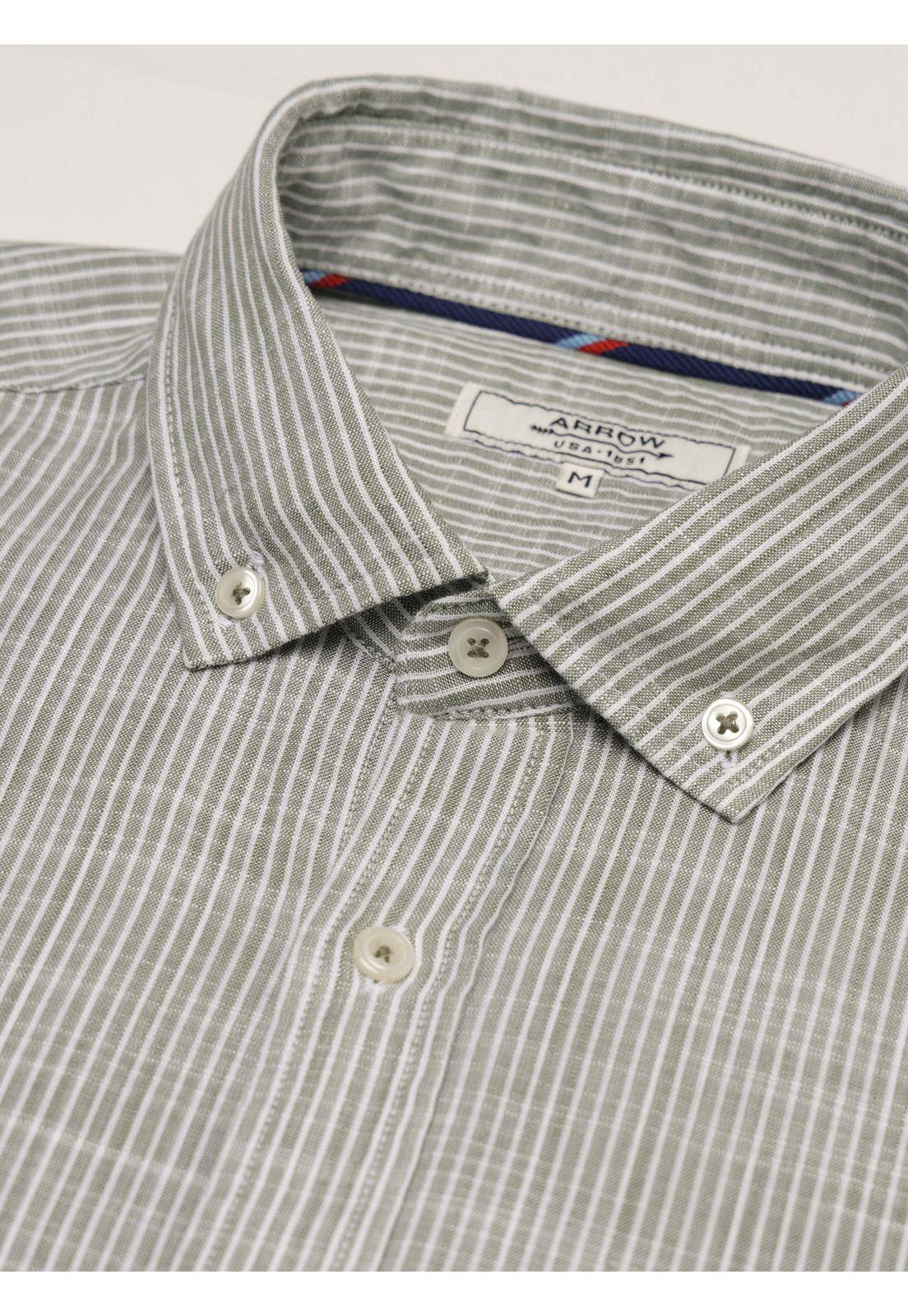 Camisa A Rayas Regular Fit Oliva Arrow CM34028OL-4