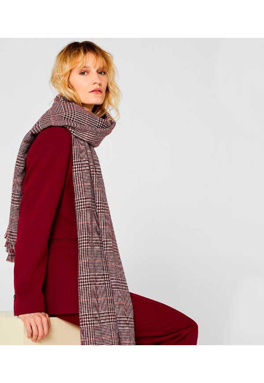 Fular de cuadros Príncipe de Gales en acabado lanoso-3