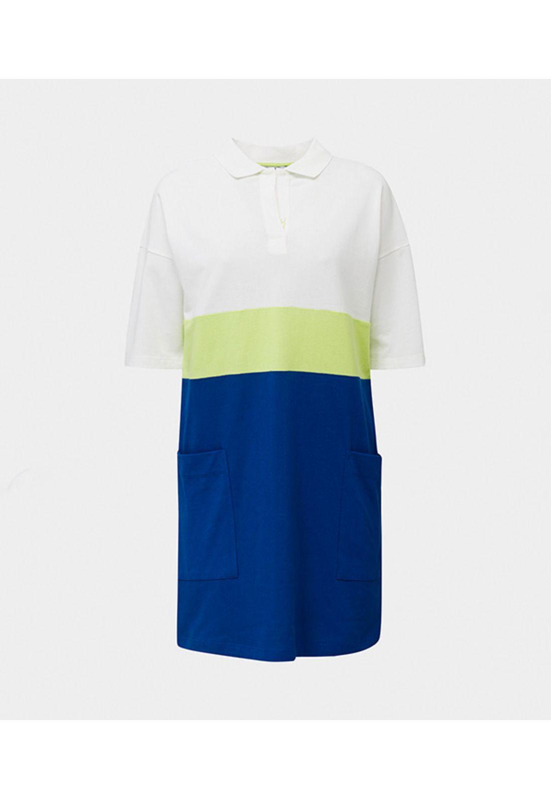 Vestido piqué bloques color-3