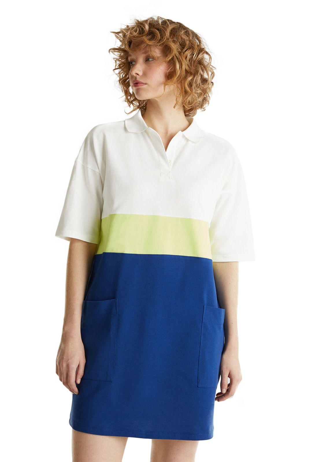 Vestido piqué bloques color-4