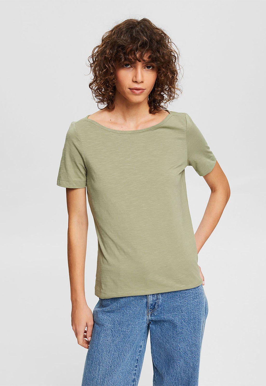 Polera Con Cuello Barco Esprit Khaki-0