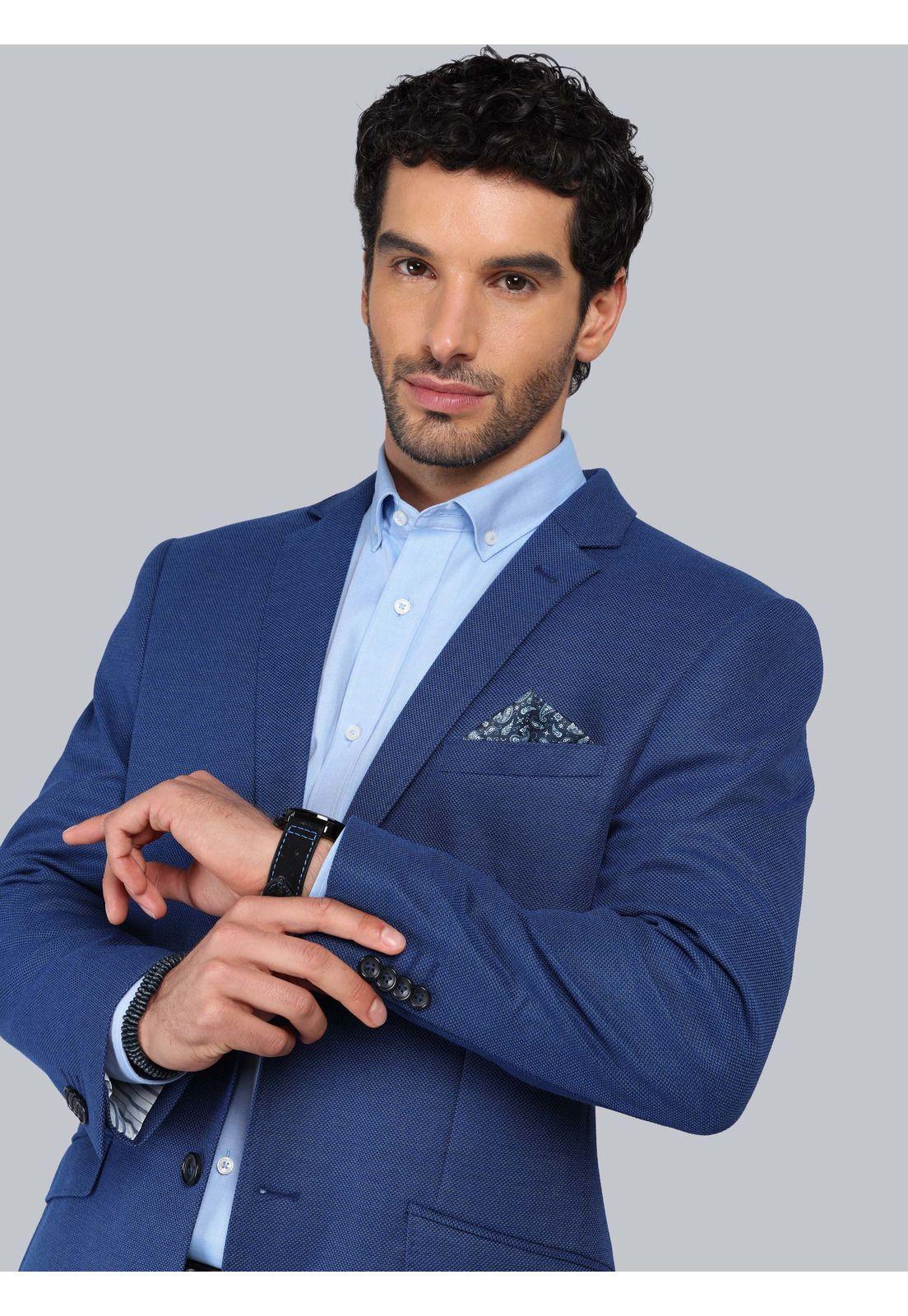 Blazer Texturado Spandex Tailored Fit Azul Piero Butti PBCIG42AZ-2