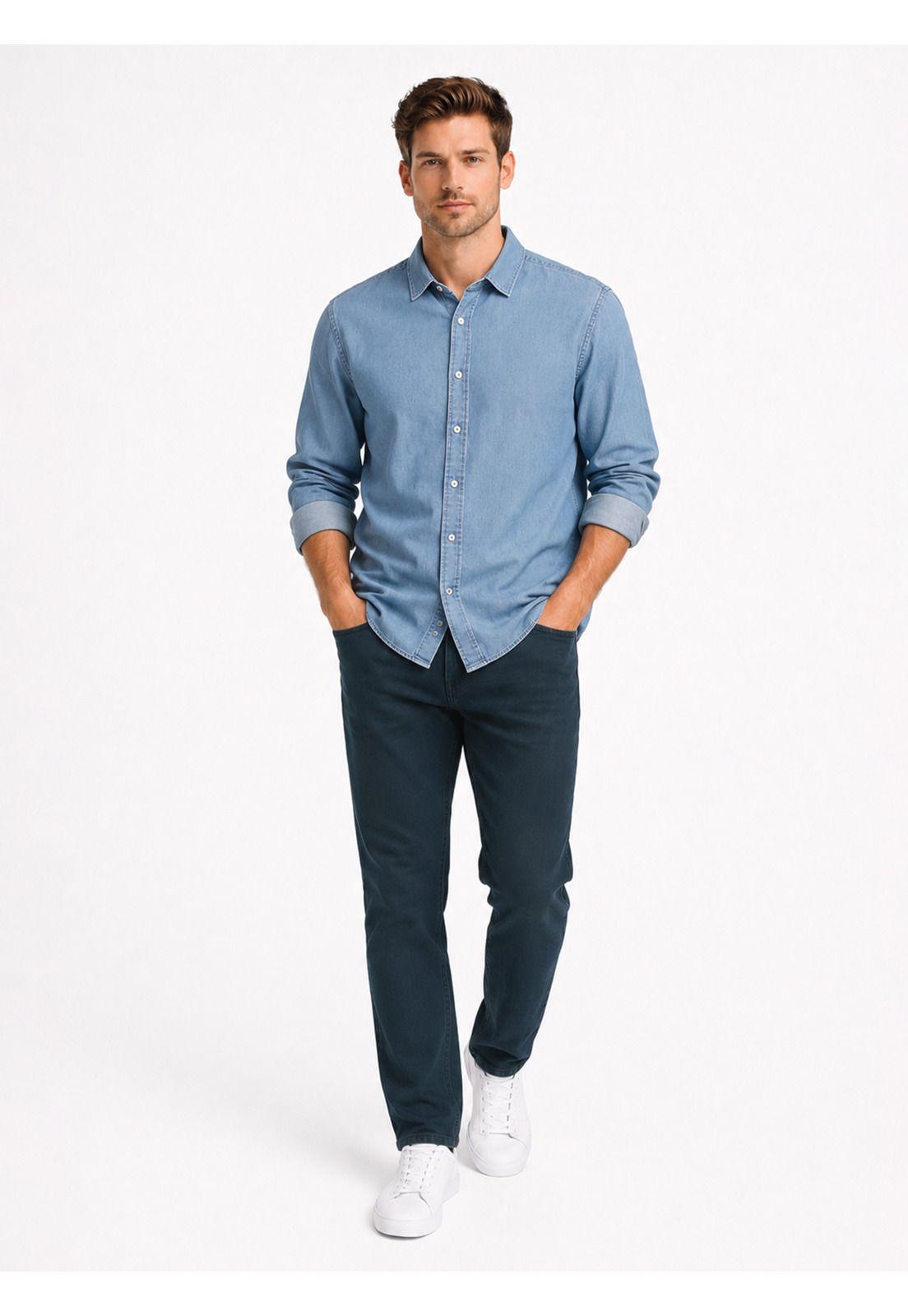 Camisa Denim Regular Fit Celeste Arrow CM34052CE-3