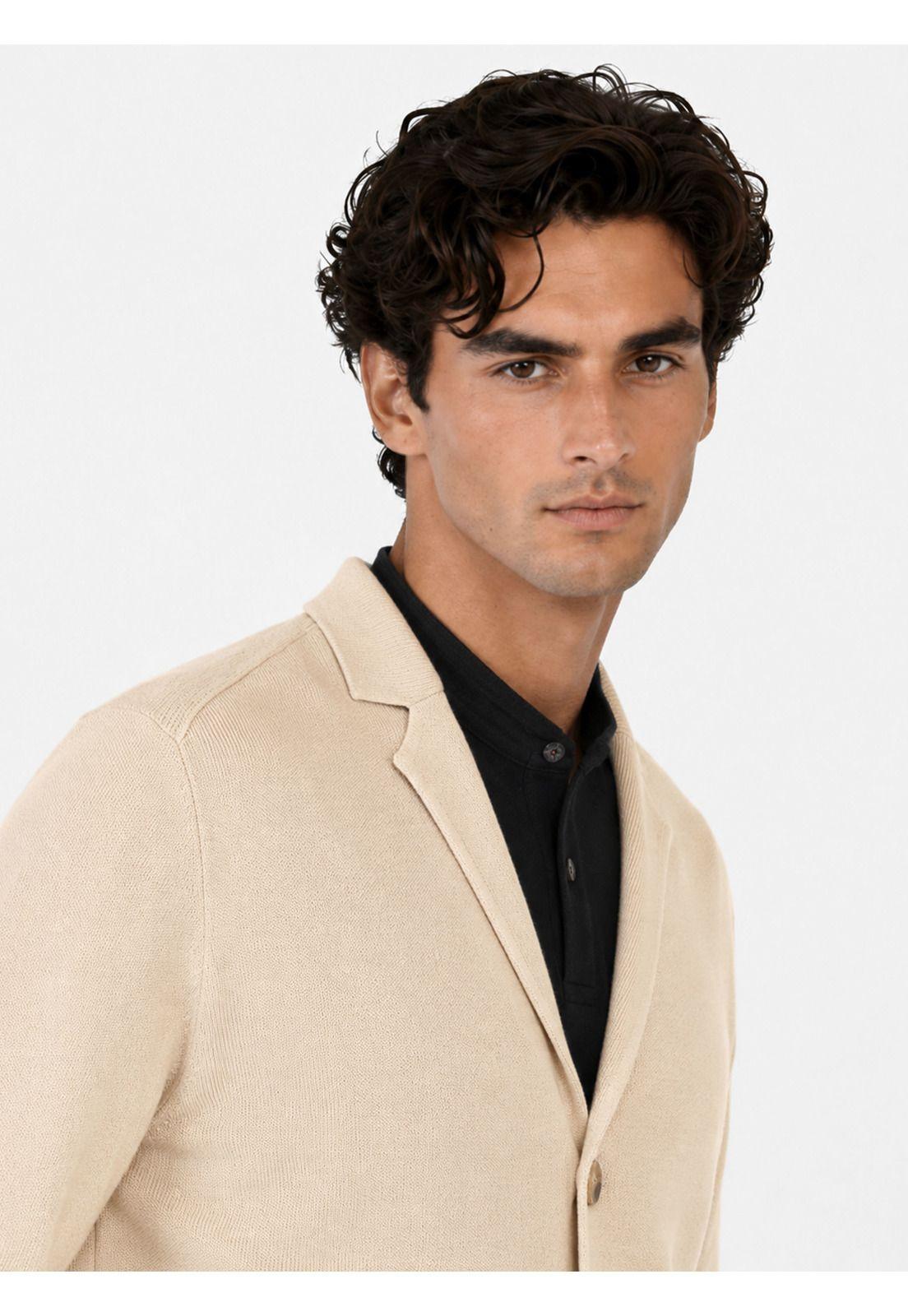 Cárdigan Liso Regular Fit Beige Arrow SW34090BE-2
