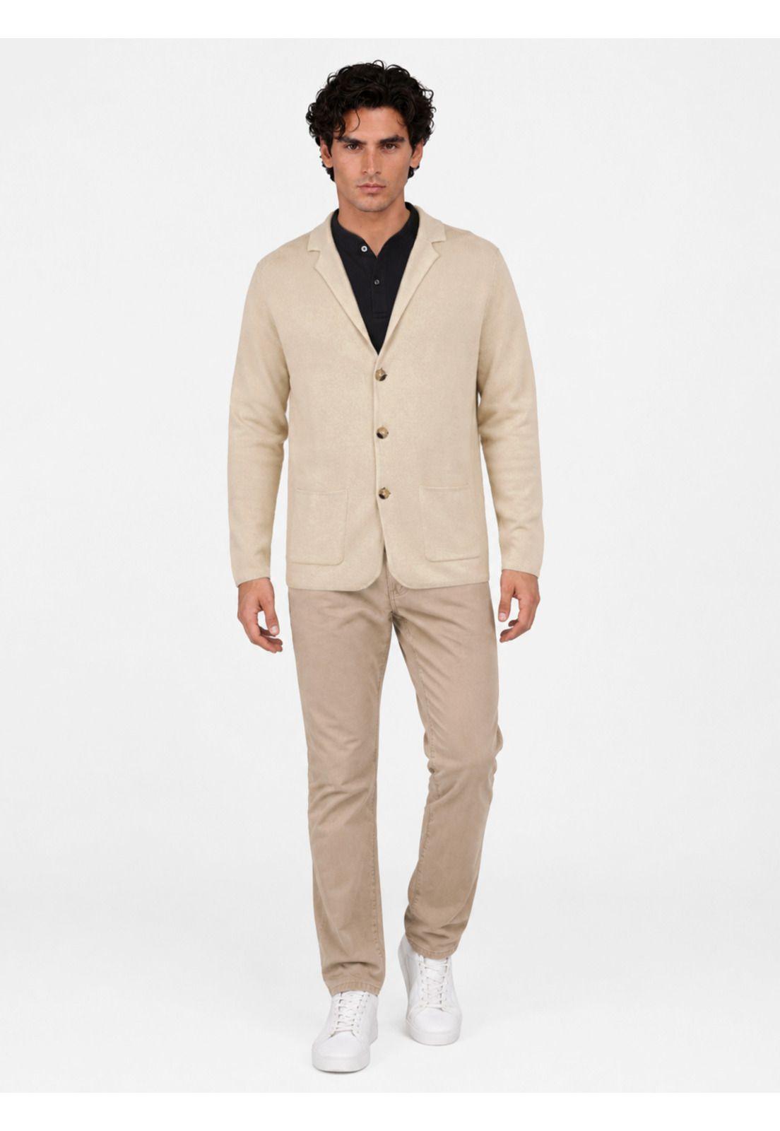 Cárdigan Liso Regular Fit Beige Arrow SW34090BE-3